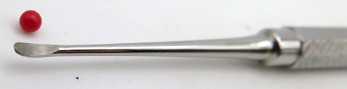 ITEM #HT-C: Back by popular demand! We've re-manufactured & stocked this classic Pentooling pick. It is a double sided spoon for removing the balls from a smaller hard rubber pellet reatiner. It has .061" wide spoon at both ends. The HT-C is especially useful when removing Vacumatic diaphragm balls during restoration. It is a favorite tool of Mike Kennedey. 